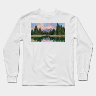 Grand Teton Scene Painting Long Sleeve T-Shirt